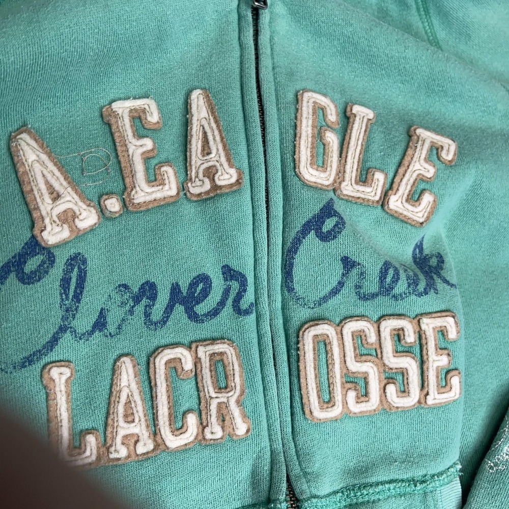 American Eagle Outfitters Hoodie Womens Medium Green Clover Creek Lacrosse Zip
